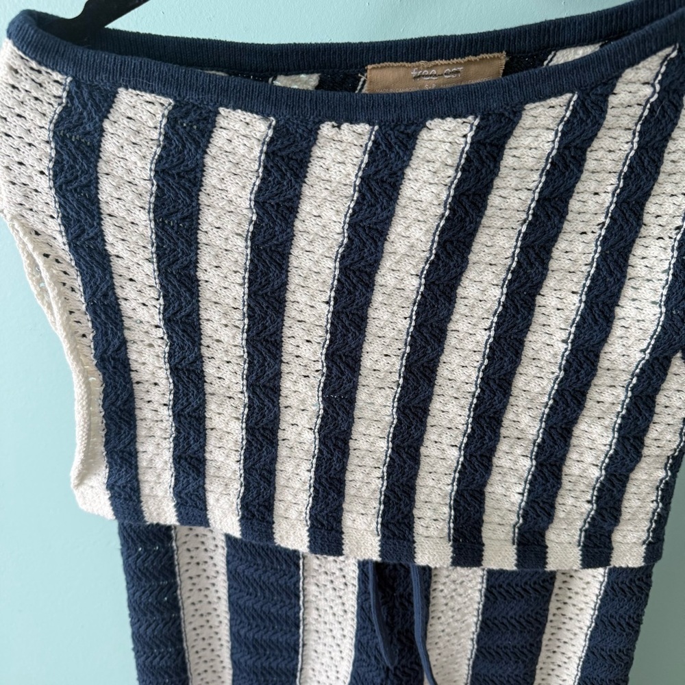 Free People Joan Fauxchet Crochet Set Size S One Shoulder Top Low Rise wide Leg - Picture 6 of 16